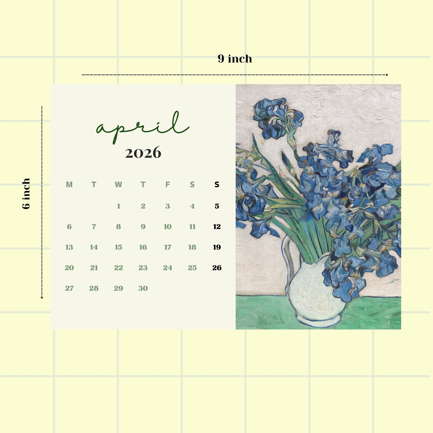 Van Gogh Desk Calendar 2026 - 6x9 inches