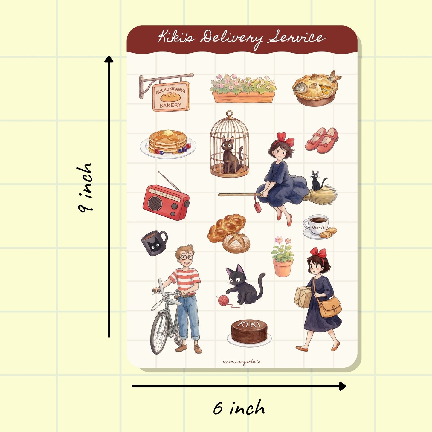 kiki's delivery service inspired sticker sheet