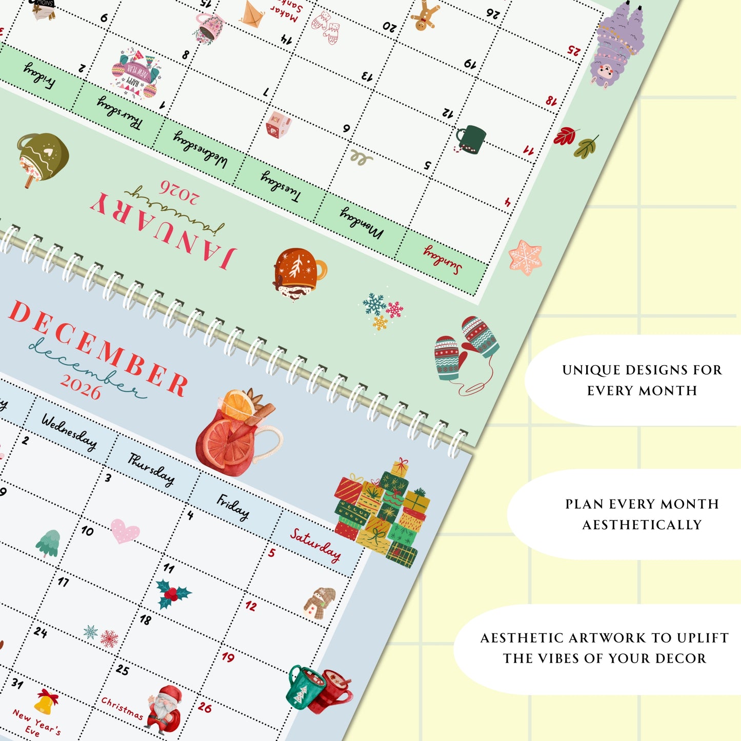 Aesthetic Colourful Calendar 2026