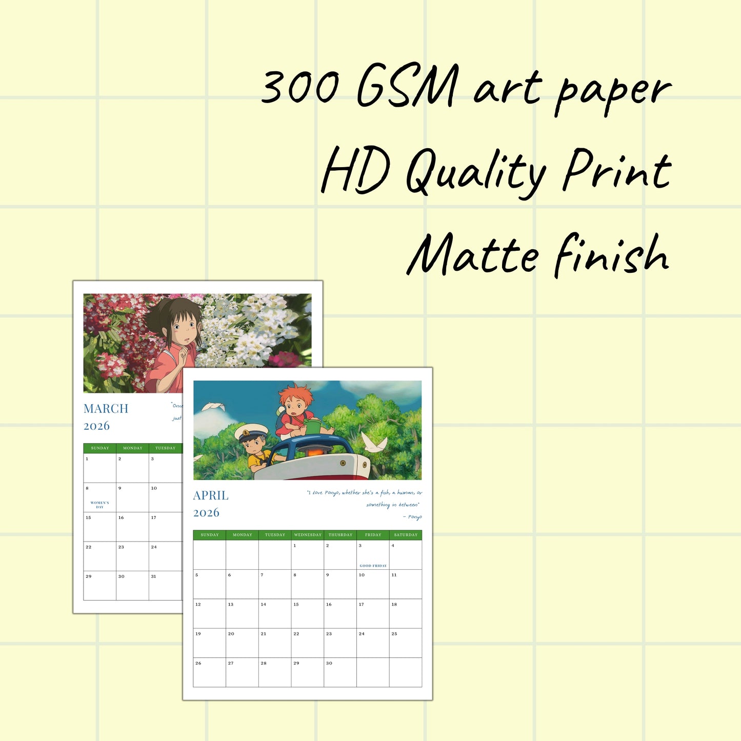 Studio Ghibli 2026 Calendar Posters - 6x8 inches