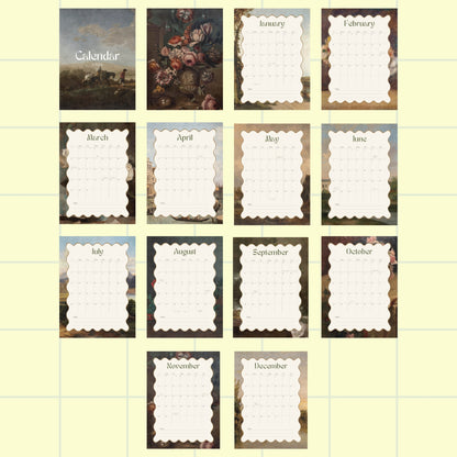 17th Century Vintage Calendar 2026