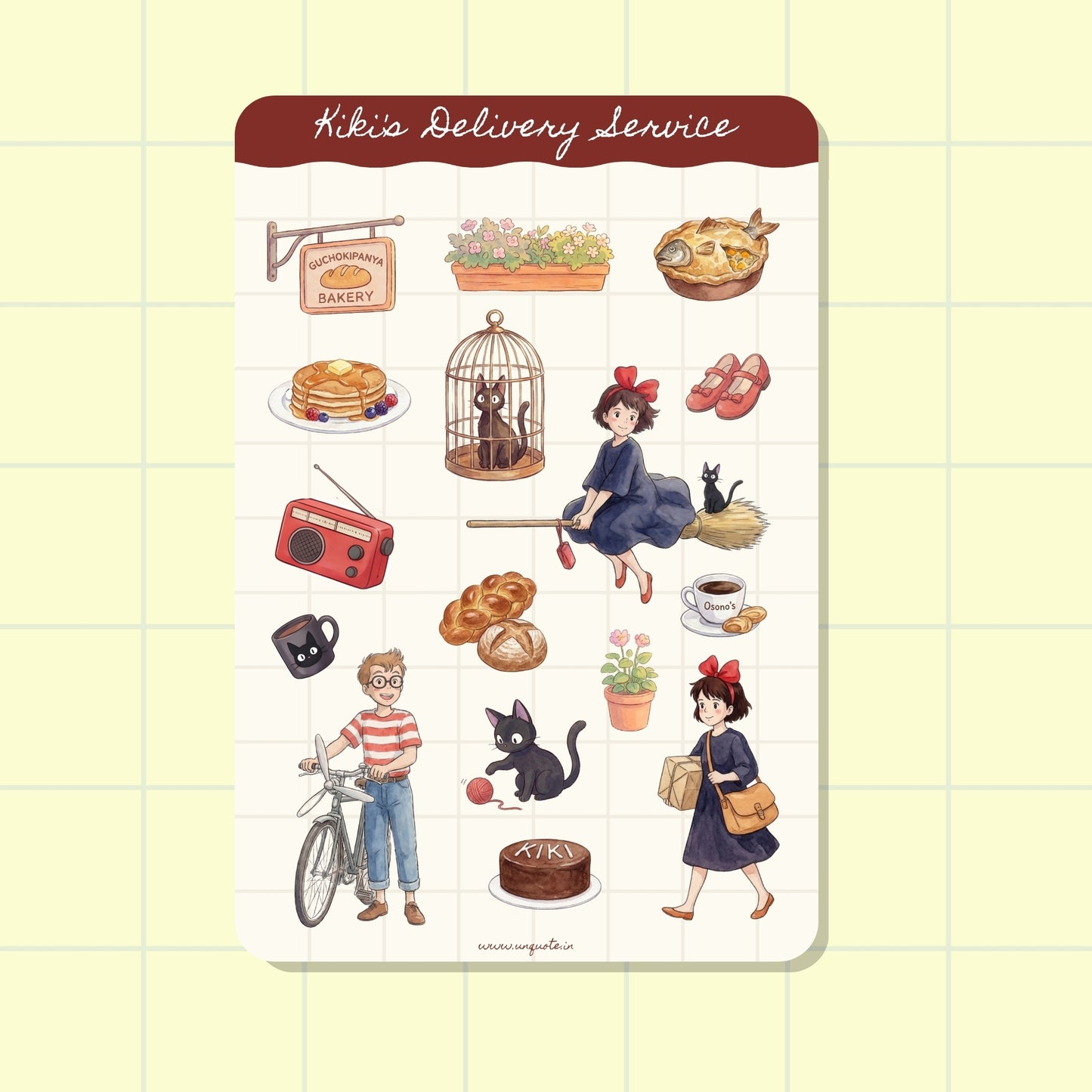 kiki's delivery service inspired sticker sheet