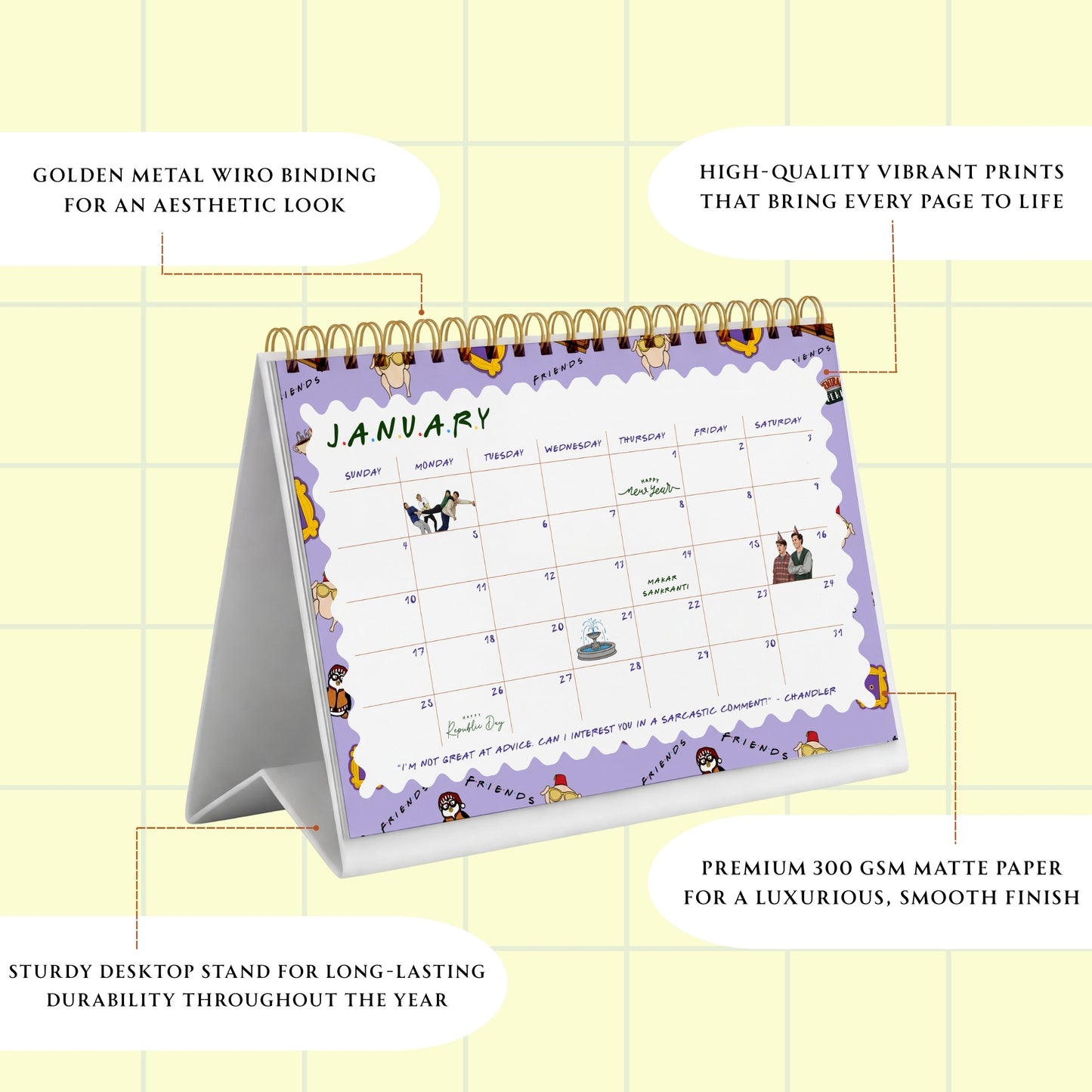 Friends Desk Calendar 2026 - 6x9 inches