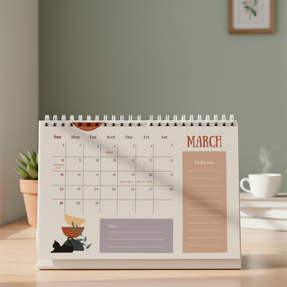 Boho Cat Calendar 2026