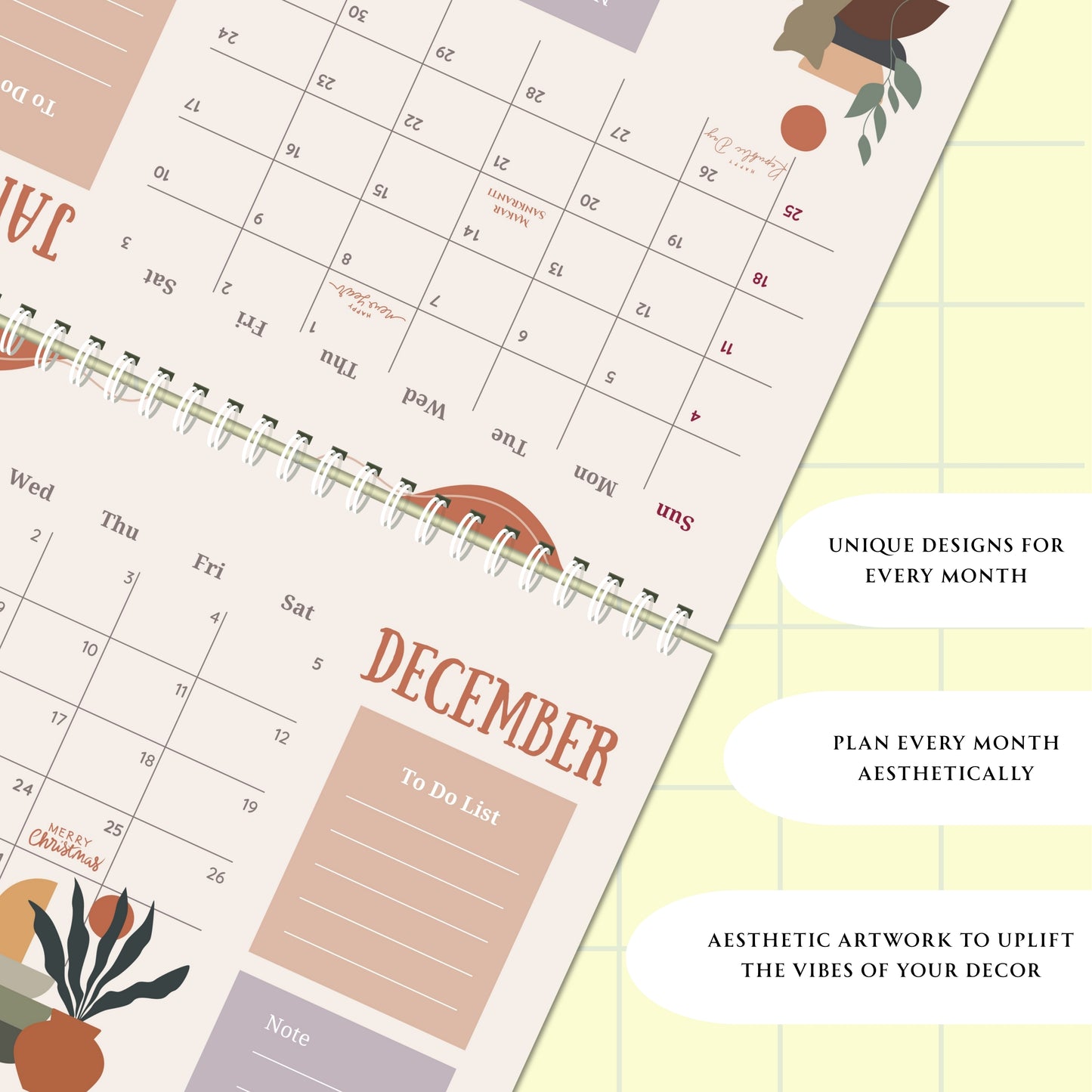 Boho Cat Calendar 2026