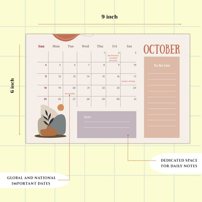 Boho Cat Calendar 2026