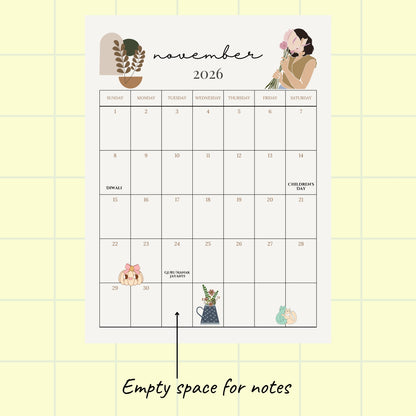 Aesthetic 2026 Calendar Posters - 6x8 inches