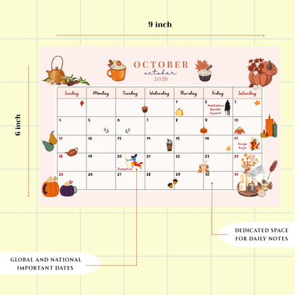 Aesthetic Colourful Calendar 2026