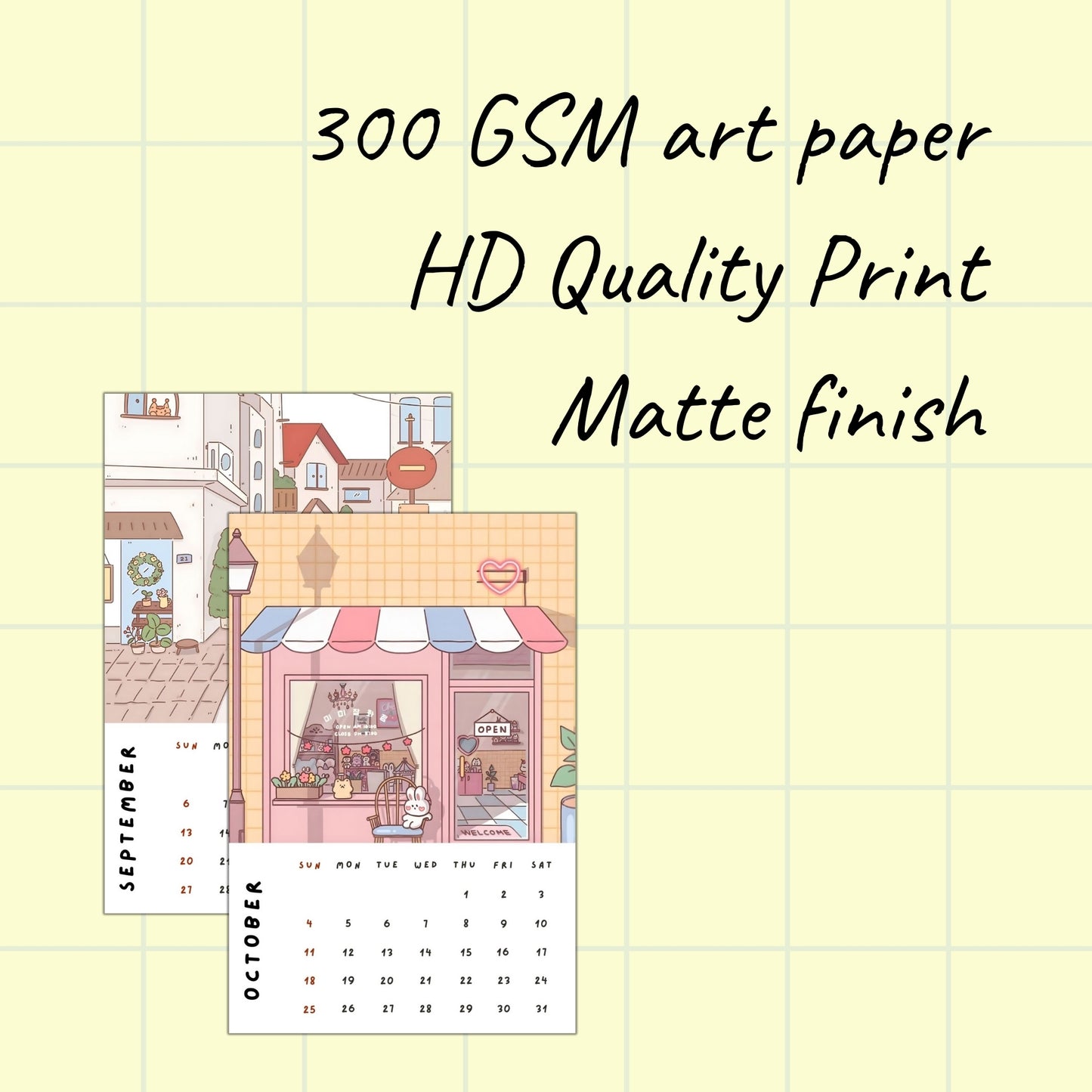 Kawaii 2026 Desk Calendar — Mini Poster Style