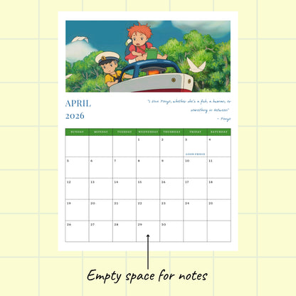 Studio Ghibli 2026 Calendar Posters - 6x8 inches