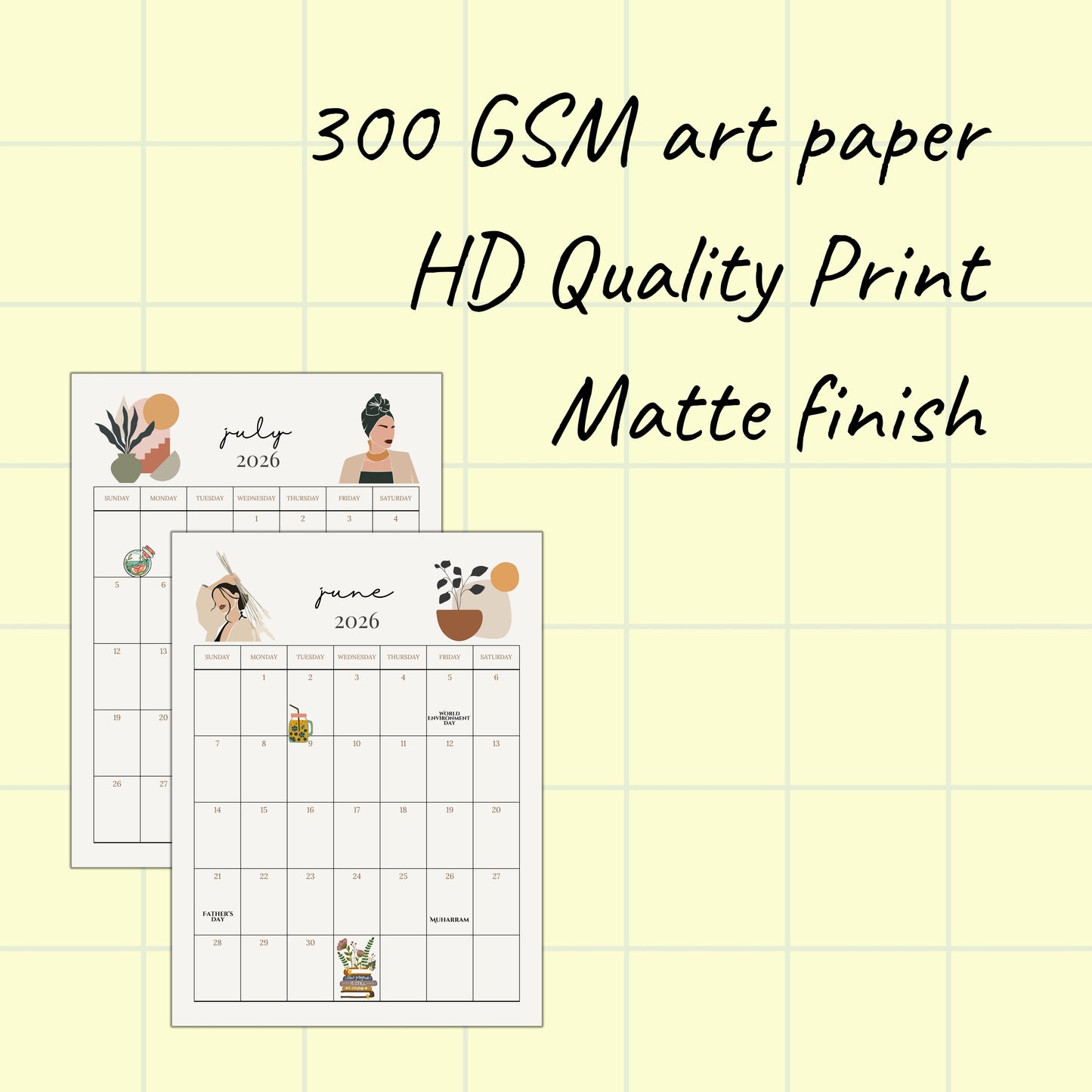 Aesthetic 2026 Calendar Posters - 6x8 inches