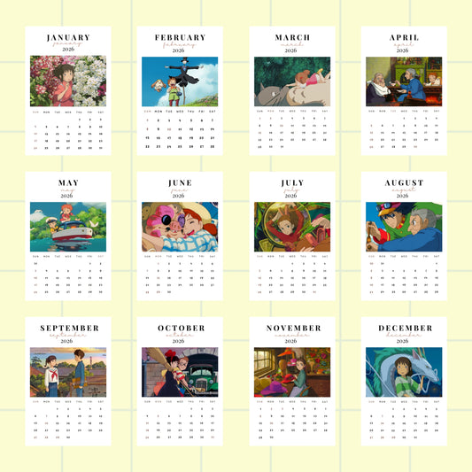Studio Ghibli 2026 Calendar Posters - 4x6 inches