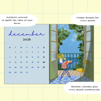 2026 Cozy Home & Cat Calendar Posters - 6x9 inches