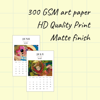 Studio Ghibli 2026 Calendar Posters - 4x6 inches
