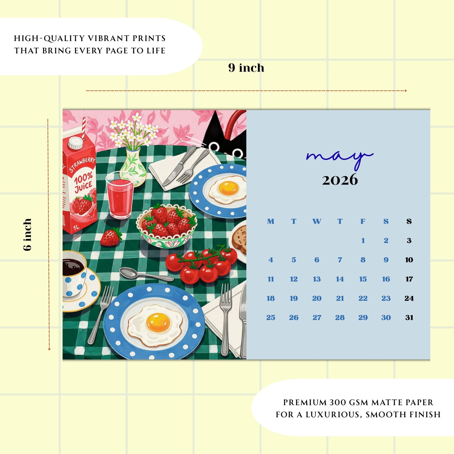 2026 Cozy Home & Cat Calendar Posters - 6x9 inches