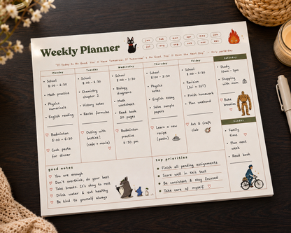 Studio Ghibli Weekly Planner
